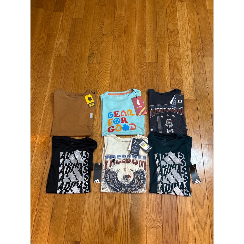 New Boys 6pc T-Shirt Bundle Carhartt Under Armour Adidas Cotopaxi Kids Medium